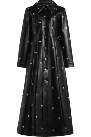 A.W.A.K.E. MODE Faux Leather Studded Flared Coat - - FR 36 - Moda Operandi