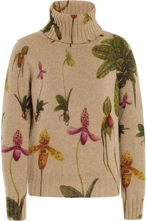 Oscar de la Renta Printed Wool Turtleneck Sweater - - XS - Moda Operandi