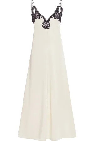 Jil Sander Embroidered Crepe Satin Midi Dress - - EU 32 - Moda Operandi