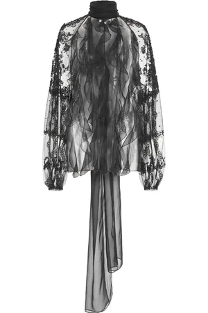 VALENTINO GARAVANI Embellished Tulle Blouse - - IT 40 - Moda Operandi