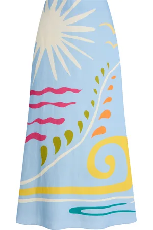 Cala De La Cruz Exclusive Tua Linen Midi Skirt - - S - Moda Operandi