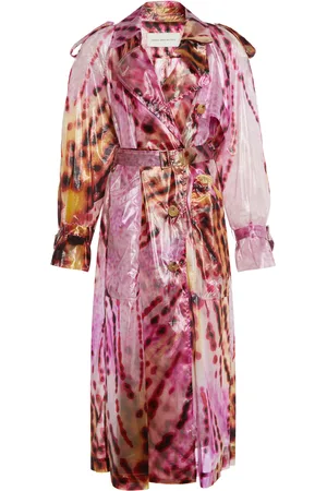 DRIES VAN NOTEN Orchid-Print Silk-Blend Trench Coat - - M - Moda Operandi
