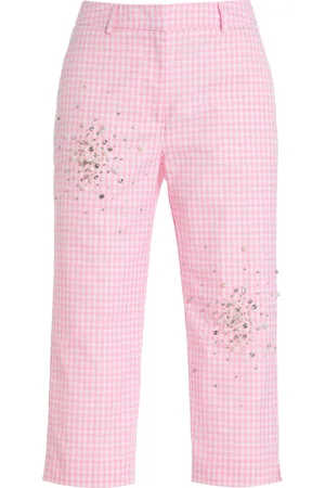 Des Phemmes Exclusive Riviera Embellished Gingham Capri Pants - - IT 38 - Moda Operandi