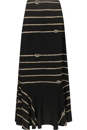 JOHANNA ORTIZ Hello Sailor Printed Silk Maxi Skirt - Black/white - US 2 - Moda Operandi