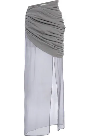 Nensi Dojaka Ingrid Sheer-Hem Draped Cotton Skirt - - S - Moda Operandi