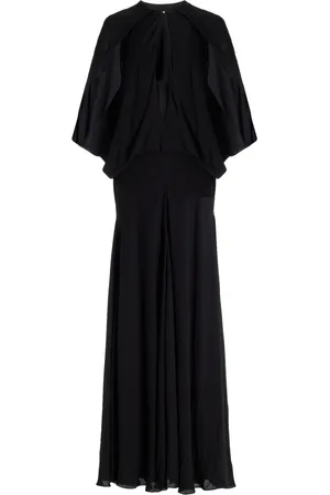 BRANDON MAXWELL The Jillian Plunge Neck Cape Dress - - US 10 - Moda Operandi