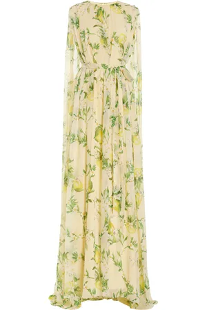 MONIQUE LHUILLIER Floral Printed Chiffon Silk Sheath Gown - - US 4 - Moda Operandi