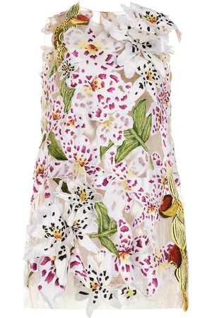 Oscar de la Renta Sleeveless Threadwork Embroidered Shift Dress - - US 6 - Moda Operandi