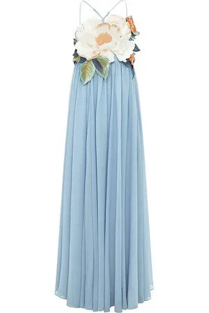 LEO LIN Agnes Floral-Appliquéd Georgette Maxi Dress - - AU 10 - Moda Operandi