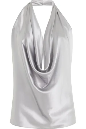 Alejandra Alonso Rojas Draped Silk Halter Top - - US 8 - Moda Operandi