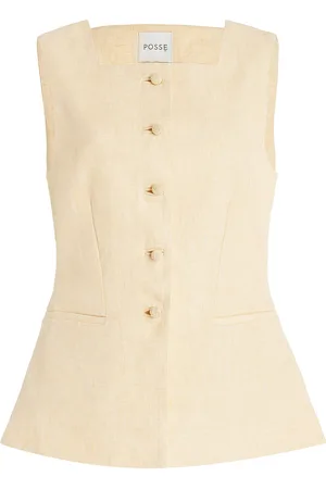 POSSE Rio Tailored Linen Vest - - XS - Moda Operandi