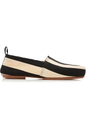 Jacquemus Carré Collapsible Striped Cotton Flats - Black/white - IT 36 - Moda Operandi