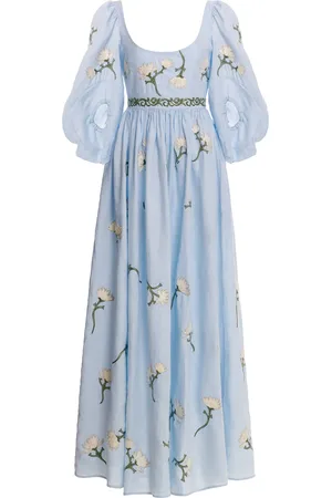 Agua by Agua Bendita Viviane Embroidered Linen Maxi Dress - - L - Moda Operandi