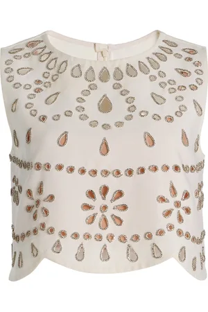 ALEXIS Tavy Crystal-Embellished Cutout Stretch-Crepe Crop Top - - L - Moda Operandi