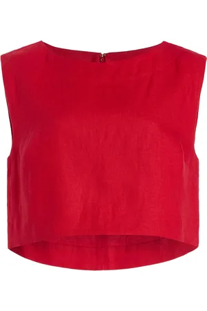 POSSE Martina Cropped Linen Top - - L - Moda Operandi