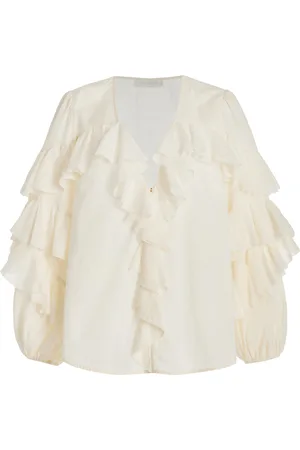 ZIMMERMANN Acacia Ruffled Cotton Top - - 0P - Moda Operandi