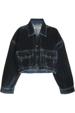 DARKPARK Gigi Flocked-Denim Cropped Jacket - - XS - Moda Operandi