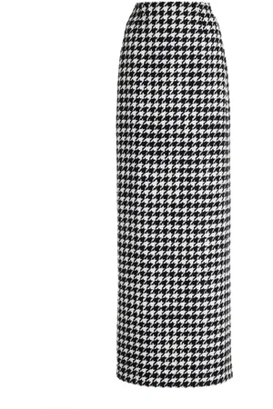 Carolina Herrera Houndstooth Linen-Blend Maxi Skirt - Black/white - US 0 - Moda Operandi