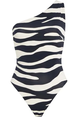 ZIAH Leme Asymmetric One-Piece Swimsuit - Black/white - AU 6 - Moda Operandi