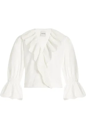 POSSE Beryl Embroidered Cotton Cross-Over Top - - XS - Moda Operandi