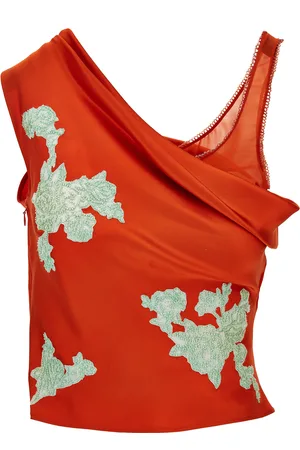 VERSACE Draped Silk Satin Top - - IT 38 - Moda Operandi
