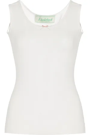 Wiederhoeft Bow-Embroidered Pointelle Cotton Tank Top - - US 0 - Moda Operandi