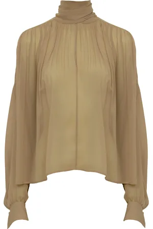 Chloé Gathered Organic Silk Georgette Top - - FR 36 - Moda Operandi