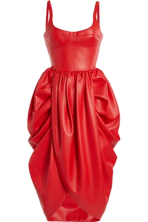 Stella McCartney Draped Altermat Vegan Leather Bustier Midi Dress - - IT 34 - Moda Operandi