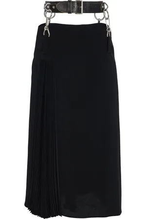 Prada Belt-Detailed Pleated Crepe-Cady Midi Skirt - - IT 36 - Moda Operandi