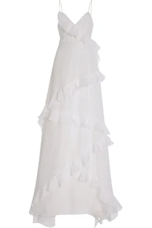 Francesca Miranda Mattina Asymmetric Ruffled Cotton Maxi Dress - - US 4 - Moda Operandi