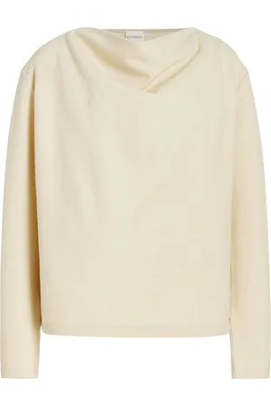 Closed Draped Wool-Cotton Top - - XS - Moda Operandi