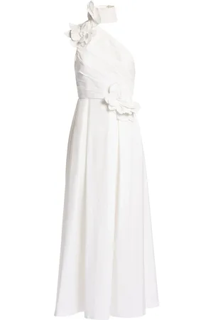 Elie saab Floral-Appliquéd Cotton Poplin Maxi Dress - - FR 38 - Moda Operandi