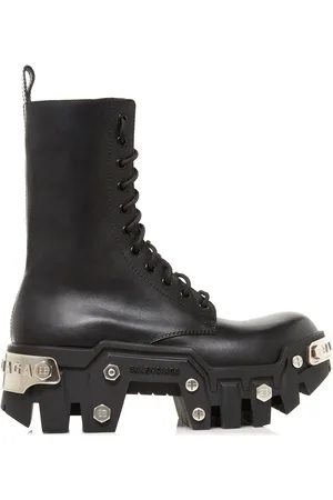 Balenciaga Bulldozer Platform Leather Combat Boots - - IT 38 - Moda Operandi