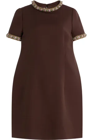 VALENTINO GARAVANI Embroidered Wool-Silk Crepe Mini Dress - - IT 40 - Moda Operandi