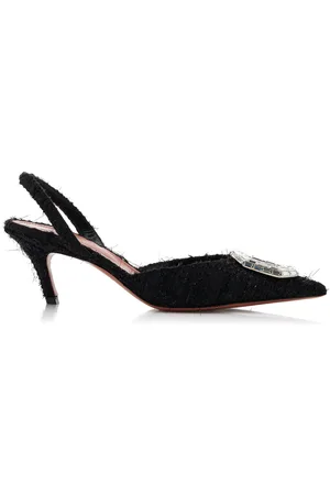 Amina Muaddi Camelia Tweed Slingback Pumps - - IT 36 - Moda Operandi