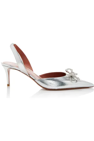 Amina Muaddi Rosie Metallic-Leather Slingback Pumps - - IT 36 - Moda Operandi