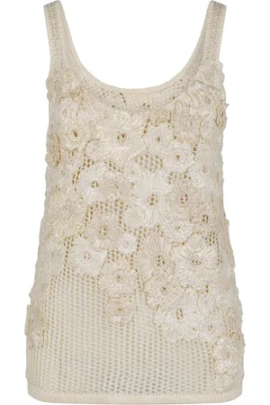 Heirlome Emily Flower-Detailed Knit Silk Tank Top - - M - Moda Operandi