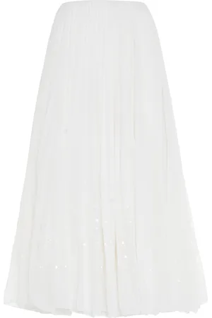 Ralph Lauren Pleated Cotton Voile Midi Skirt - - US 6 - Moda Operandi