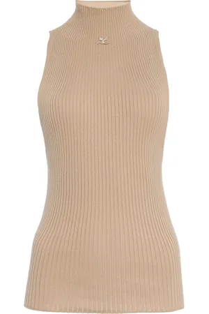 Courrèges Mockneck Ribbed Cotton-Wool Top - - S - Moda Operandi
