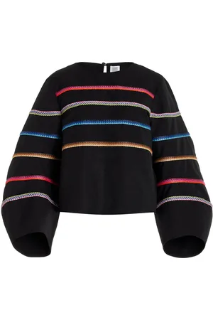 Rosie Assoulin Striped Raffia Cotton Top - - XS - Moda Operandi