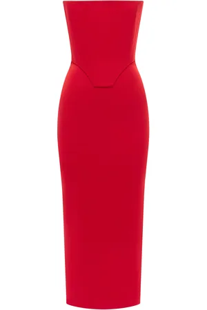 ALEX PERRY Strapless Satin Crepe Corset Midi Dress - - UK 6 - Moda Operandi