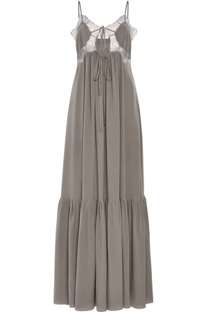Chloé Tiered Lace-Trimmed Silk Maxi Dress - - FR 38 - Moda Operandi