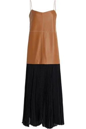ALEXIS Piatta Vegan Leather-Georgette Midi Dress - - S - Moda Operandi