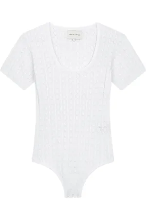 Loulou de Saison Silas Ribbed Knit Lace Bodysuit - - L - Moda Operandi
