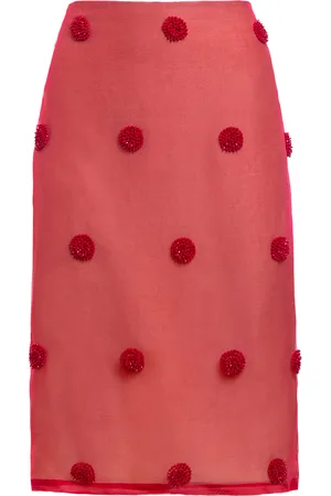 Des Phemmes Beaded Silk-Chiffon Midi Skirt - - IT 38 - Moda Operandi