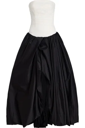 AJE Violette Cotton Bubble-Hem Maxi Dress - Black/white - AU 4 - Moda Operandi