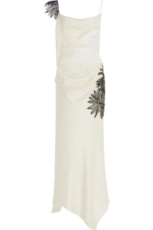 Victoria Beckham Asymmetric Draped Satin Gown - - UK 12 - Moda Operandi