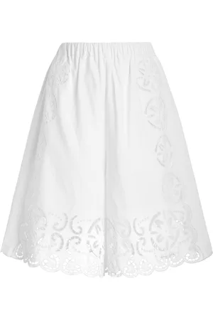 SEA Dahlia Broderie Anglaise Cotton-Linen Shorts - - S - Moda Operandi
