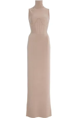 Nensi Dojaka Corseted Roll-Neck Knit Maxi Dress - - L - Moda Operandi