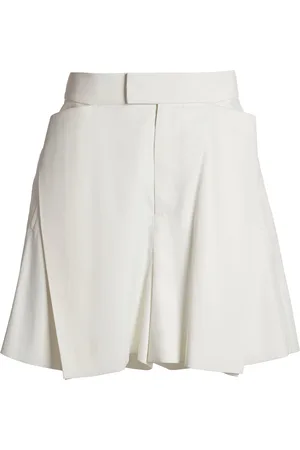 Victoria Beckham Fold-Detail Wool Suiting Shorts - - UK 14 - Moda Operandi